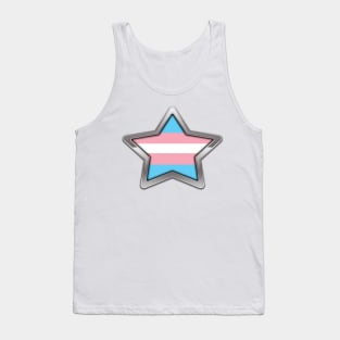 Large Transgender Pride Flag Colored Star with Chrome Frame. Tank Top